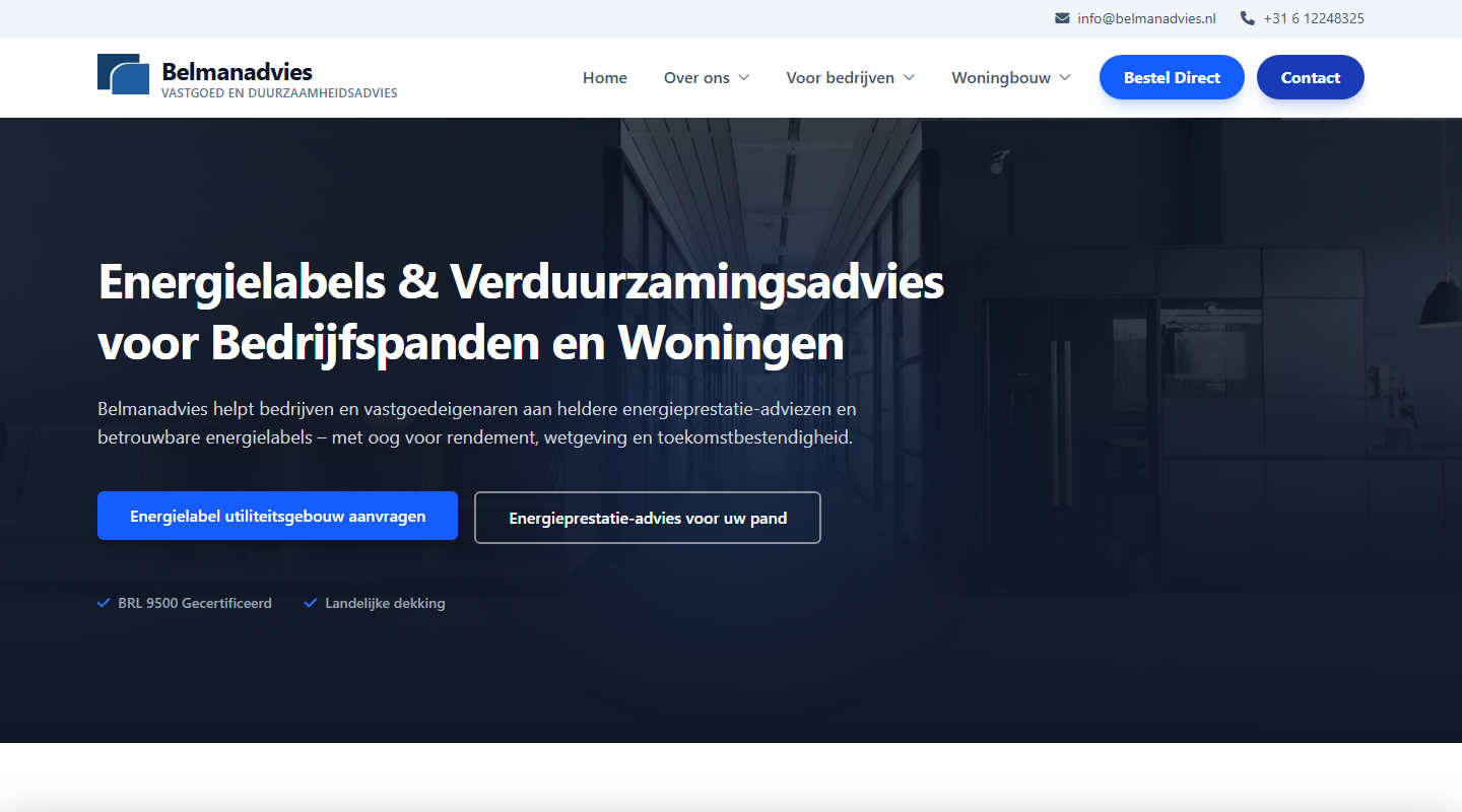 Screenshot van Belmanadvies — energielabels & advies