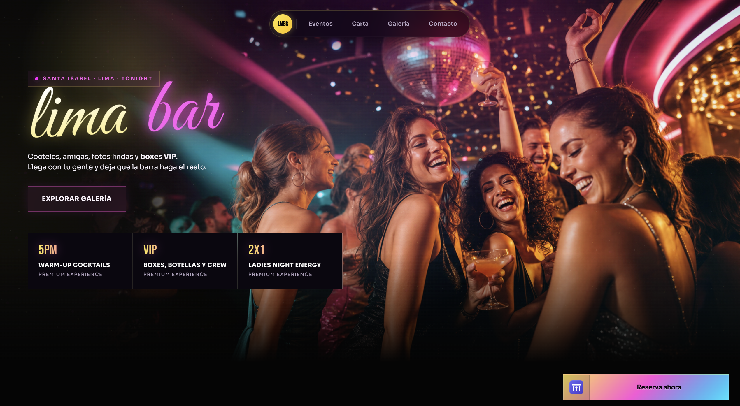 Screenshot van LimaBar — Club & VIP lounge