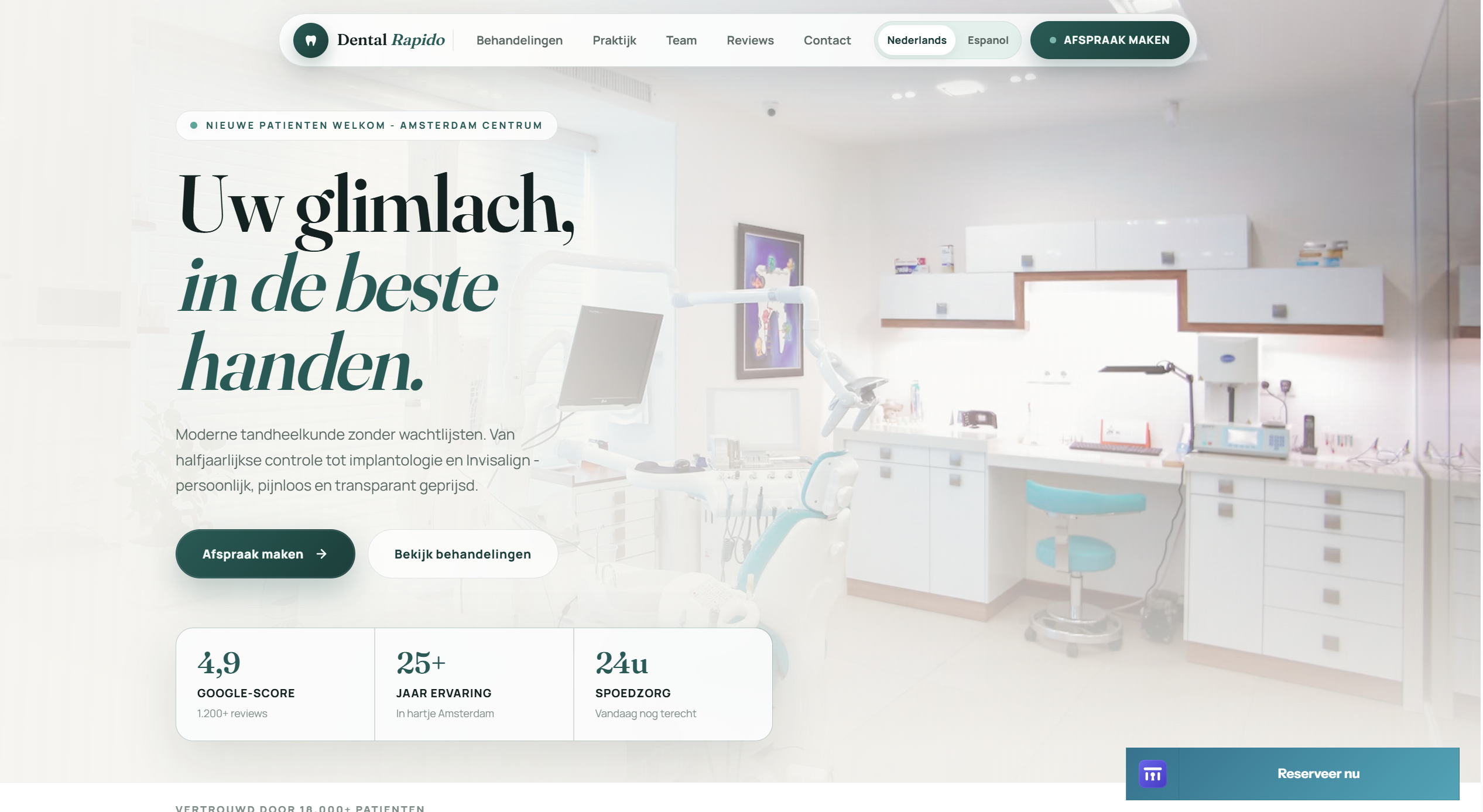 Screenshot van Dental Rapido — Tandartspraktijk