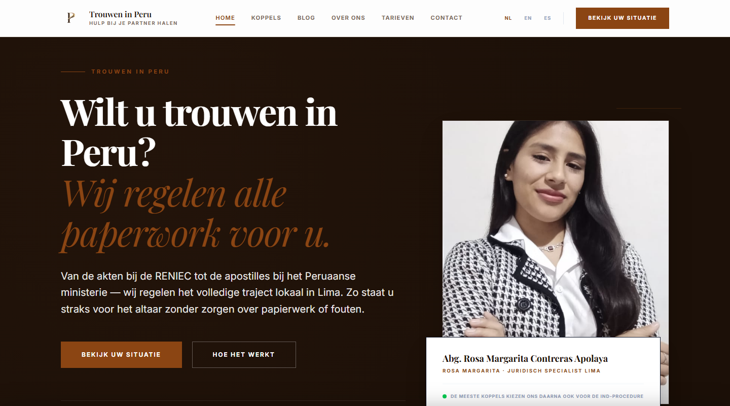 Screenshot van Trouwen in Peru — juridische dienstverlening